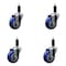 Service Caster 3.5'' SS Blue Poly Wheel Swivel 1-1/8'' Expanding Stem Caster Set, 4PK SCC-SSEX20S3514-PPUB-BLUE-118-4 - alternate 1